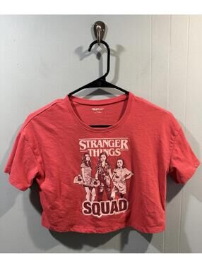 Girls Old Navy Stranger Things T Shirt, Size Large (10-12) Pink Casual Fun Top